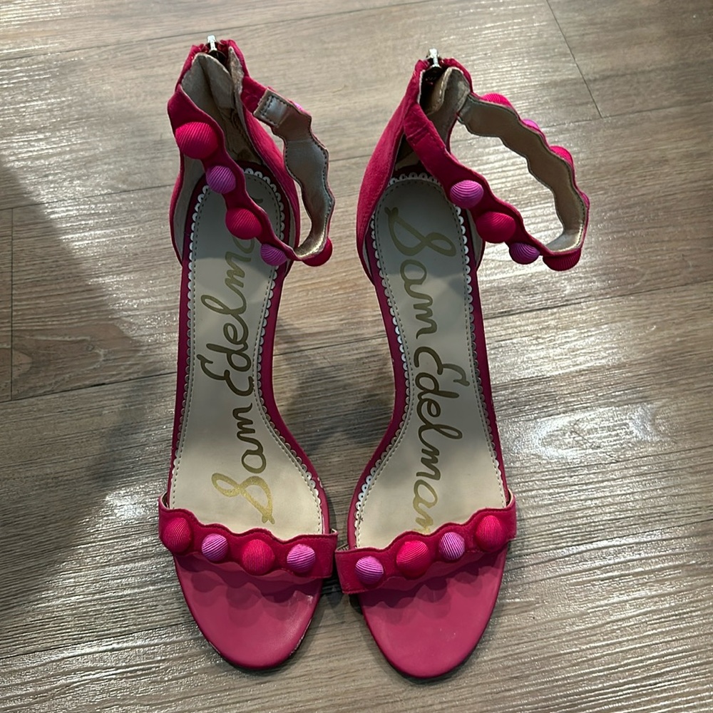 Sam Edelman Women’s PINK Addison Suede High-Heel Ankle Strap Sandals - Size 11